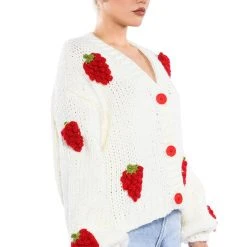 BERRIES BUTTON CARDIGAN -helmut shop berries button cardigan white multi 3 3 c1