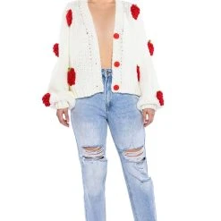 BERRIES BUTTON CARDIGAN -helmut shop berries button cardigan white multi 4 4 c1