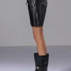 BETTER OFF ALONE FAUX LEATHER BERMUDA SHORT -helmut shop better off alone faux leather bermuda short black 9 9