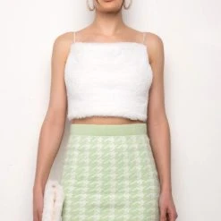 BIG SOFTIE RHINESTONE STRAP PLUSH CROP TOP -helmut shop big softie rhinestone strap plush crop top white 6 6