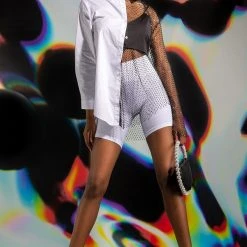 BITE ME HALF RHINESTONE TOP -helmut shop bite me half rhinestone top white multi 3 3 c1