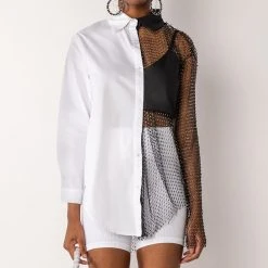 BITE ME HALF RHINESTONE TOP -helmut shop bite me half rhinestone top white multi 6 6 c1