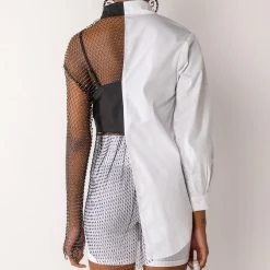 BITE ME HALF RHINESTONE TOP -helmut shop bite me half rhinestone top white multi 8 8 c1