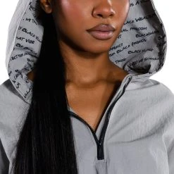 BLACK VILLAGE FOUNDATION LOGO LACE UP DETAIL CROPPED HOODIE -helmut shop black village foundation logo lace up detail cropped hoodie grey 9 9