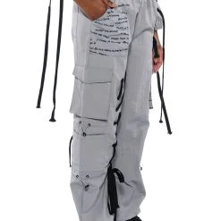 BLACK VILLAGE FOUNDATION LOGO LACE UP DETAIL JOGGER -helmut shop black village foundation logo lace up detail jogger grey 2 2