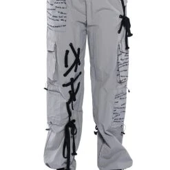 BLACK VILLAGE FOUNDATION LOGO LACE UP DETAIL JOGGER -helmut shop black village foundation logo lace up detail jogger grey 5 5