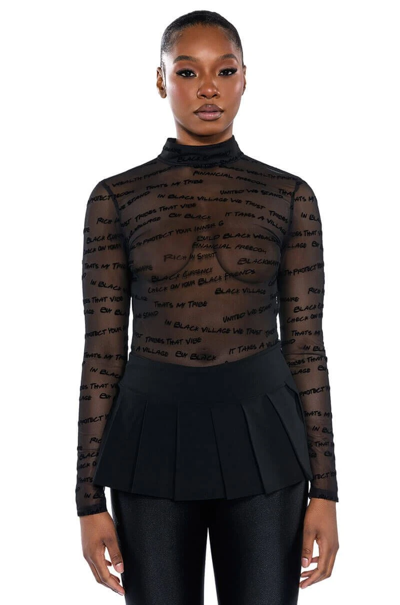 BLACK VILLAGE FOUNDATION LOGO MESH BODYSUIT 3 BLACK VILLAGE FOUNDATION LOGO MESH BODYSUIT