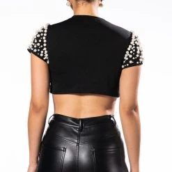 BLING IT ON EMBELLISHED T SHIRT -helmut shop bling it on embellished t shirt black 5 5