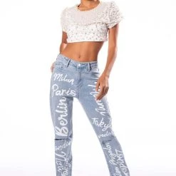 BLING IT ON EMBELLISHED T SHIRT -helmut shop bling it on embellished t shirt white 2 2