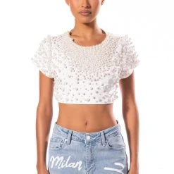 BLING IT ON EMBELLISHED T SHIRT -helmut shop bling it on embellished t shirt white 3 3
