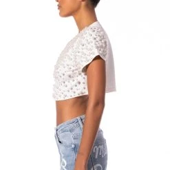 BLING IT ON EMBELLISHED T SHIRT -helmut shop bling it on embellished t shirt white 4 4