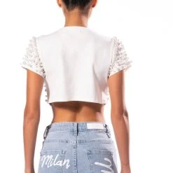 BLING IT ON EMBELLISHED T SHIRT -helmut shop bling it on embellished t shirt white 5 5