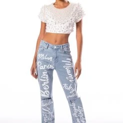 BLING IT ON EMBELLISHED T SHIRT -helmut shop bling it on embellished t shirt white 7 7