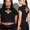 BLOSSOM CUT OUT SHORT SLEEVE TEE SHIRT -helmut shop blossom cut out short sleeve tee shirt black 1 1