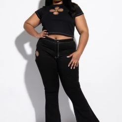 BLOSSOM CUT OUT SHORT SLEEVE TEE SHIRT -helmut shop blossom cut out short sleeve tee shirt black 5 5