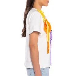 BOUQUET OF FLOWERS FABRIC DETAIL TSHIRT -helmut shop bouquet of flowers fabric detail tshirt white multi 5 5