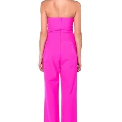 BREA STRAPLESS WIDE LEG JUMPSUIT -helmut shop brea strapless wide leg jumpsuit hot pink 10 10