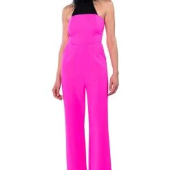 BREA STRAPLESS WIDE LEG JUMPSUIT -helmut shop brea strapless wide leg jumpsuit hot pink 6 6