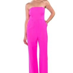 BREA STRAPLESS WIDE LEG JUMPSUIT -helmut shop brea strapless wide leg jumpsuit hot pink 7 7