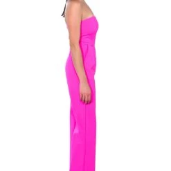 BREA STRAPLESS WIDE LEG JUMPSUIT -helmut shop brea strapless wide leg jumpsuit hot pink 9 9