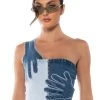 BREAKING CHAINS TWO TONED DENIM TOP -helmut shop breaking chains two toned denim top dark blue 1 1