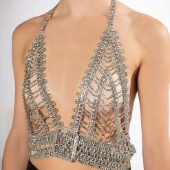 BREATHTAKING RHINESTONE BRA TOP -helmut shop breathtaking rhinestone bra top silver 5 5