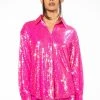 BRIGHT BRIGHT PINK SEQUIN SHIRT -helmut shop bright bright pink sequin shirt fuchsia 3 3
