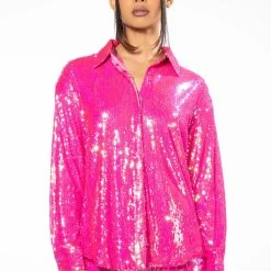 BRIGHT BRIGHT PINK SEQUIN SHIRT