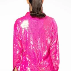 BRIGHT BRIGHT PINK SEQUIN SHIRT -helmut shop bright bright pink sequin shirt fuchsia 5 5
