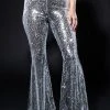 BRIGHTNESS SEQUIN FLARE PANT IN SILVER