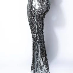 BRIGHTNESS SEQUIN FLARE PANT IN SILVER -helmut shop brightness sequin flare pant in silver silver 5 5