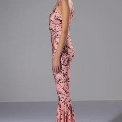 BRING THE FUNK PRINTED FLARED JUMPSUIT -helmut shop bring the funk printed flared jumpsuit pink multi 3 3