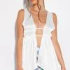 GOING OUT TONIGHT DEEP V SLEEVELESS BLOUSE -helmut shop brittany deep v sleeveless blouse white 1 1