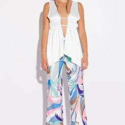 GOING OUT TONIGHT DEEP V SLEEVELESS BLOUSE -helmut shop brittany deep v sleeveless blouse white 2 2