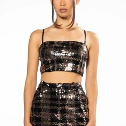 BRONZE QUEEN SEQUIN BRALETTE -helmut shop bronze queen sequin bralet brown multi 6 6