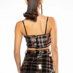 BRONZE QUEEN SEQUIN BRALETTE -helmut shop bronze queen sequin bralet brown multi 8 8