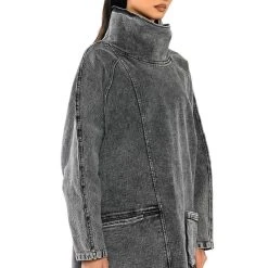 BROOKLYN MOCK NECK DENIM SHIFT DRESS -helmut shop brooklyn mock neck denim shift dress grey 2 2