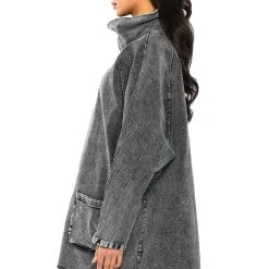 BROOKLYN MOCK NECK DENIM SHIFT DRESS -helmut shop brooklyn mock neck denim shift dress grey 6 6