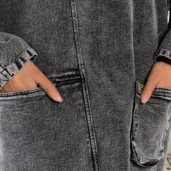 BROOKLYN MOCK NECK DENIM SHIFT DRESS -helmut shop brooklyn mock neck denim shift dress grey 8 8