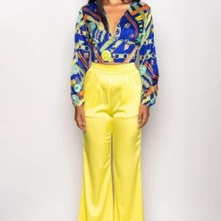 BRUNCH QUEEN DEEP V BUTTON UP BLOUSE -helmut shop brunch queen deep v button up blouse blue multi 7 7