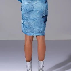 CALL IT WHAT YOU WANT DENIM PRINT BUTTON DOWN AND WRAP SKIRT SET -helmut shop call it what you want denim print button down and wrap skirt set blue 11 11