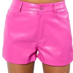 CALLIE FAUX LEATHER SHORT IN PINK -helmut shop callie faux leather short in pink pink 6 6