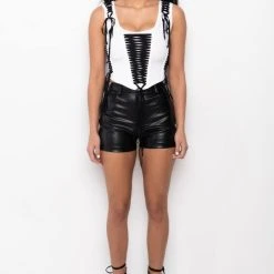 CALLIE FAUX LEATHER SHORT -helmut shop callie faux leather short black 9 9 c1