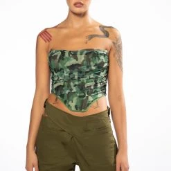 CAMO MESH CORSET -helmut shop camo mesh corset green multi 3 3
