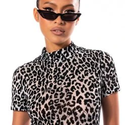 CANT BE TAMED SHORT SLEEVE MOCK NECK BODYSUIT -helmut shop cant be tamed short sleeve mock neck bodysuit white multi 1 1 c1