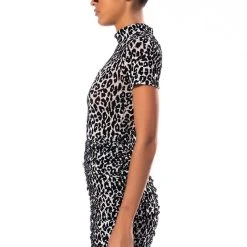 CANT BE TAMED SHORT SLEEVE MOCK NECK BODYSUIT -helmut shop cant be tamed short sleeve mock neck bodysuit white multi 5 5 c1