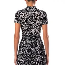 CANT BE TAMED SHORT SLEEVE MOCK NECK BODYSUIT -helmut shop cant be tamed short sleeve mock neck bodysuit white multi 6 6 c1 c1