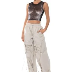 CARA ELASTIC DETAIL UTILITY JOGGER -helmut shop cara elastic detail utility jogger beige 2 2