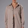 CASUAL CASEY BUTTON DOWN SWEATSHIRT -helmut shop casual casey button down sweatshirt taupe 1 1