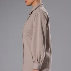 CASUAL CASEY BUTTON DOWN SWEATSHIRT -helmut shop casual casey button down sweatshirt taupe 6 6